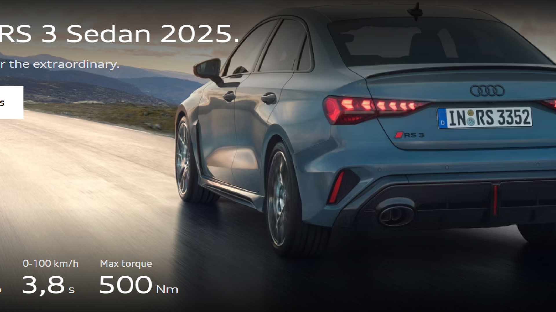 New RS 3 Sedan 2025. Reserved for the extraordinary.